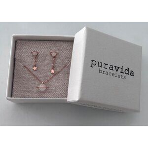 Pura Vida Rose Gold Saturn Necklace & Star Earrings Jewelry Set